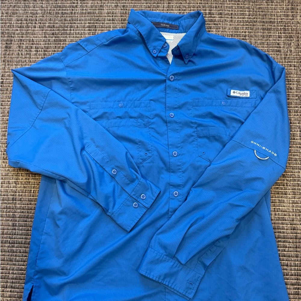Columbia PFG Men's Tamiami II Blue Omni-Shade Button Down Shirt